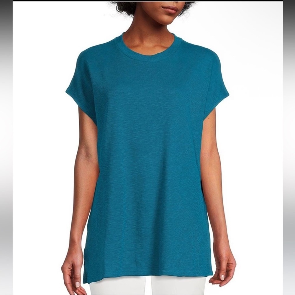 Eileen Fisher High Crew Neck Organic Cotton Tunic in ‘Jewel’